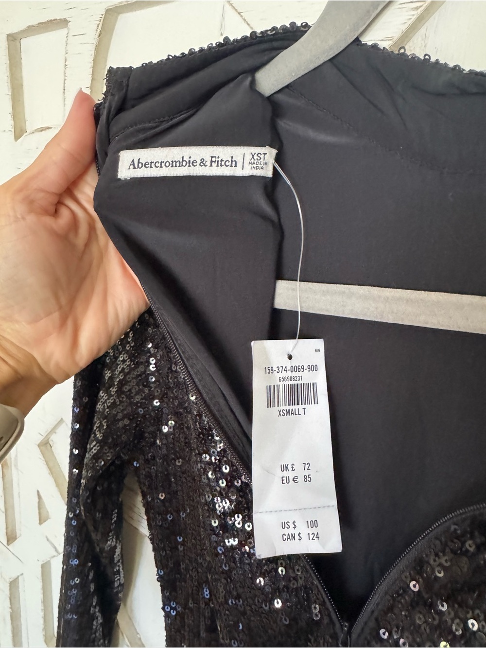Abercrombie & Fitch Black Sequin Mock Neck Long-Sleeve Mini Dress - Picture 6 of 6
